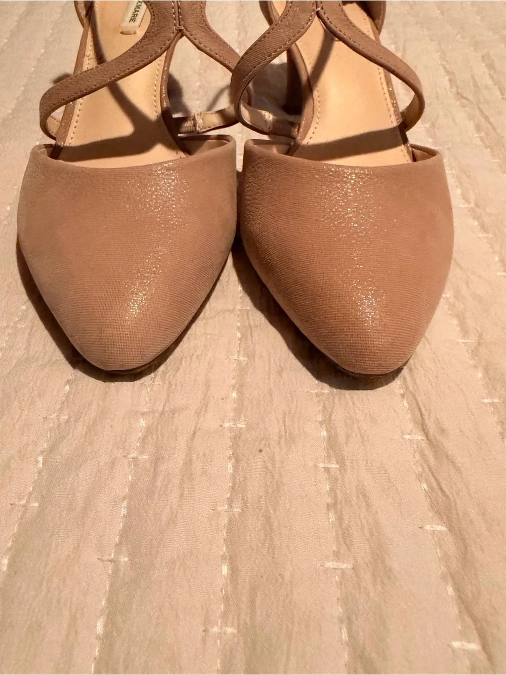Alex Marie Women's Leather Pointed Toe Strappy Heels - Nude 6